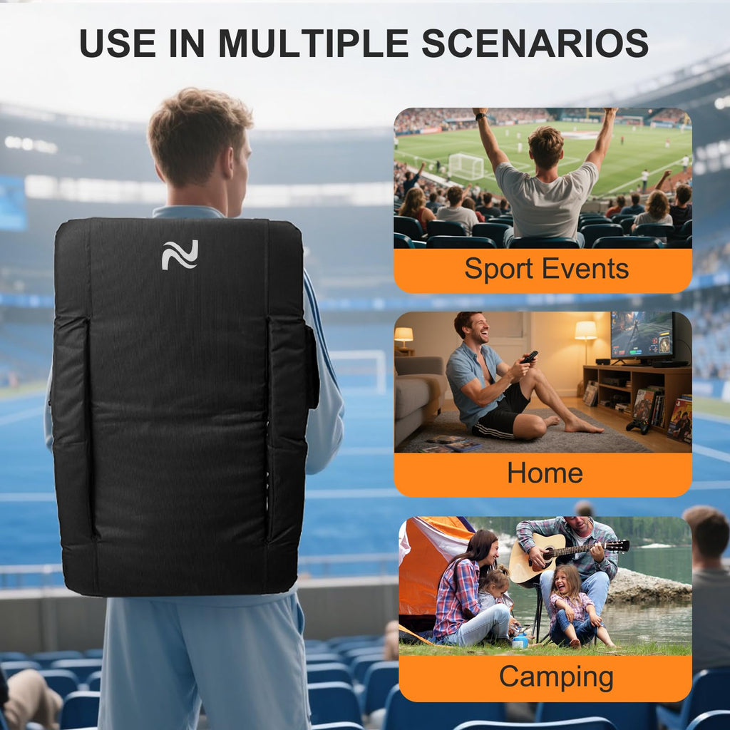 Wide Heated Stadium Seat with Back Support & Cushion Q8975