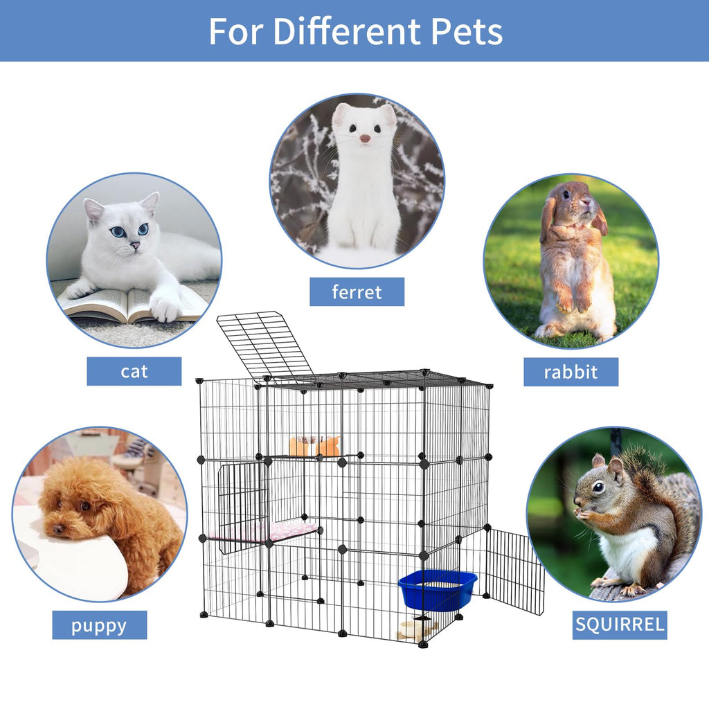 3-Tier Detachable Metal Wire Cat Cage Playpen W3928