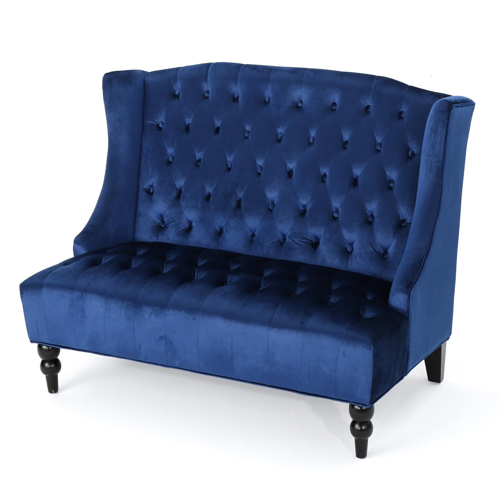 Navy Blue Velvet Tufted Loveseat G827437