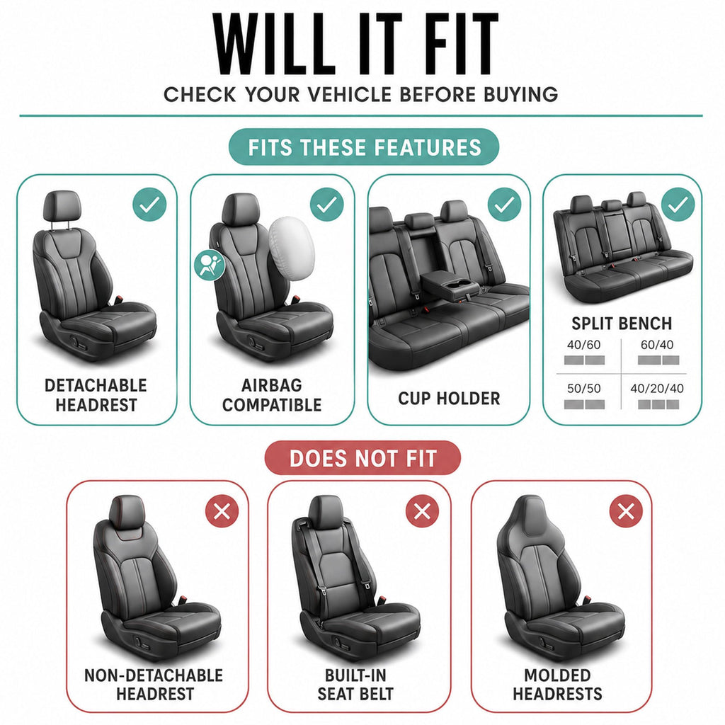Beige Cloth Car Seat Covers Full Set F65474