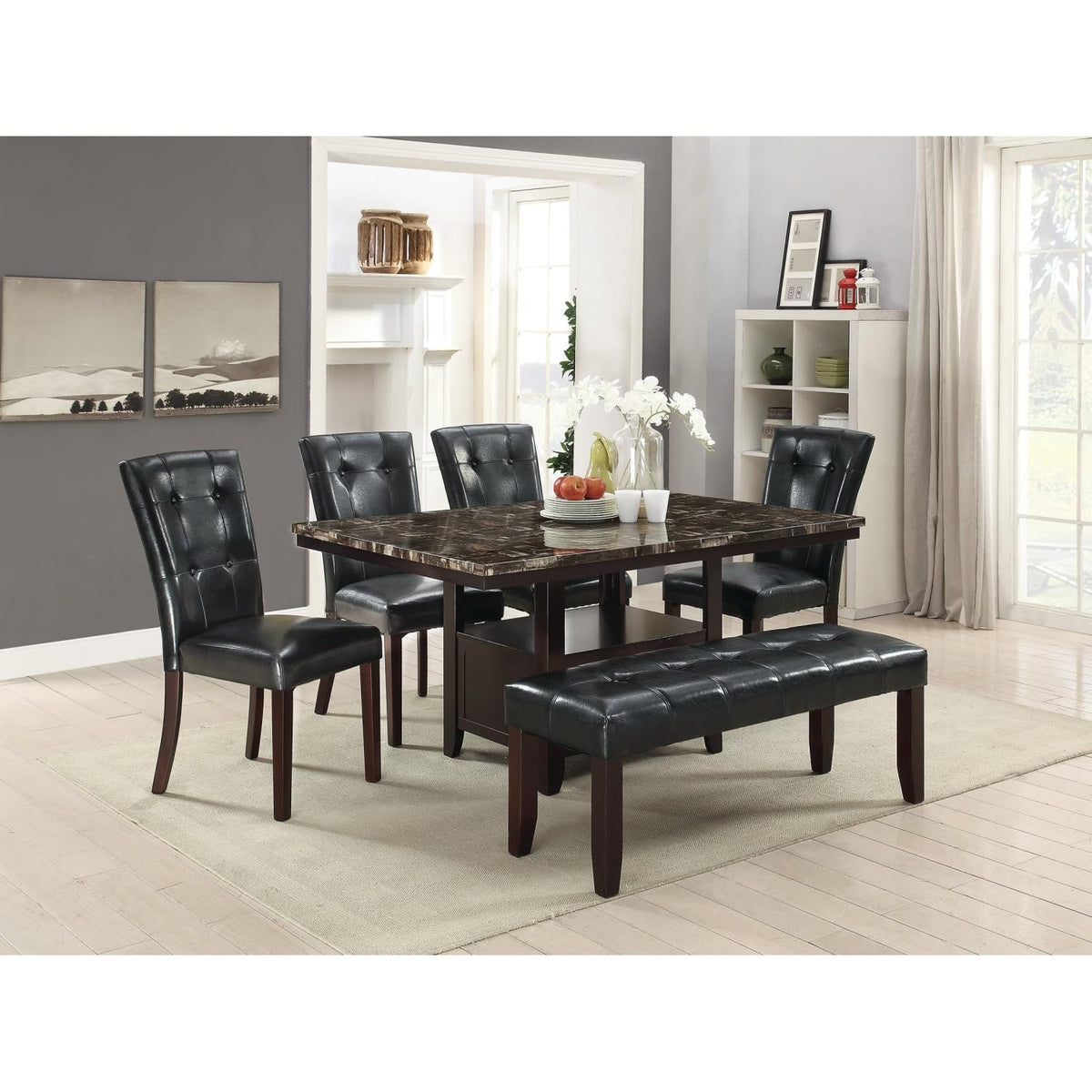 Black Faux Leather Tufted Parson Chairs Set of 2 P120