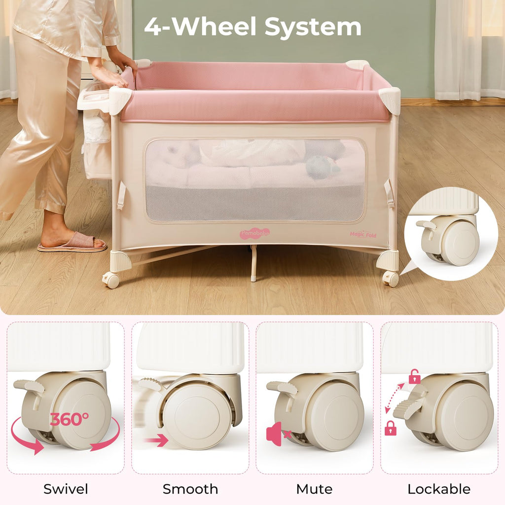 5 in 1 Pack and Play Bedside Crib Playard with Mattress Y53421