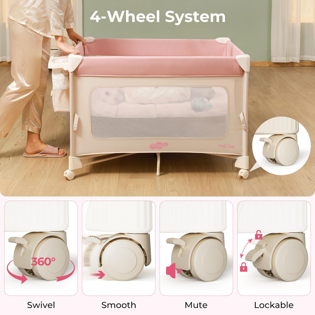 5 in 1 Pack and Play Bedside Crib Playard with Mattress Y53421