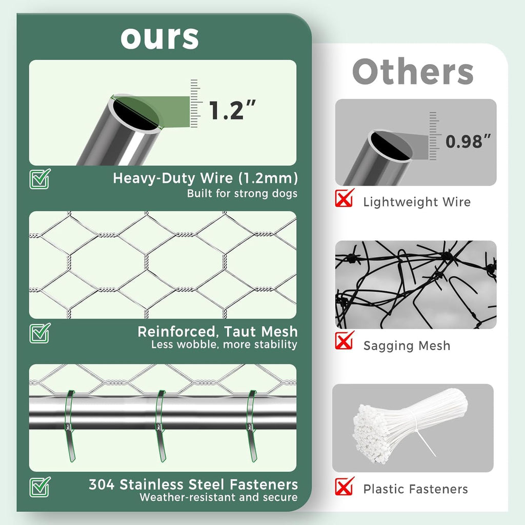 10x15FT Galvanized Outdoor Dog Kennel Q89686