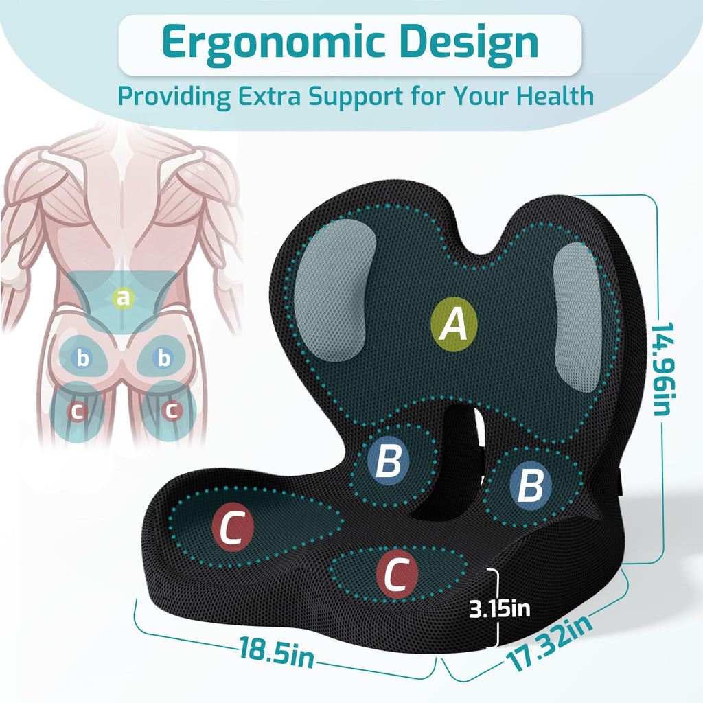 Ergonomic Seat Cushion & Lumbar Support Pillow J40330