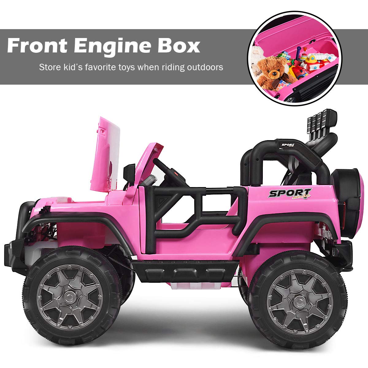 12V Battery Powered Ride on Truck with Remote Control, Pink L146