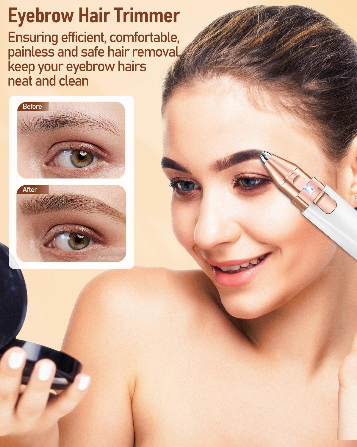 2 in 1 Rechargeable Eyebrow Trimmer Facial Hair Remover with LED Light E5807