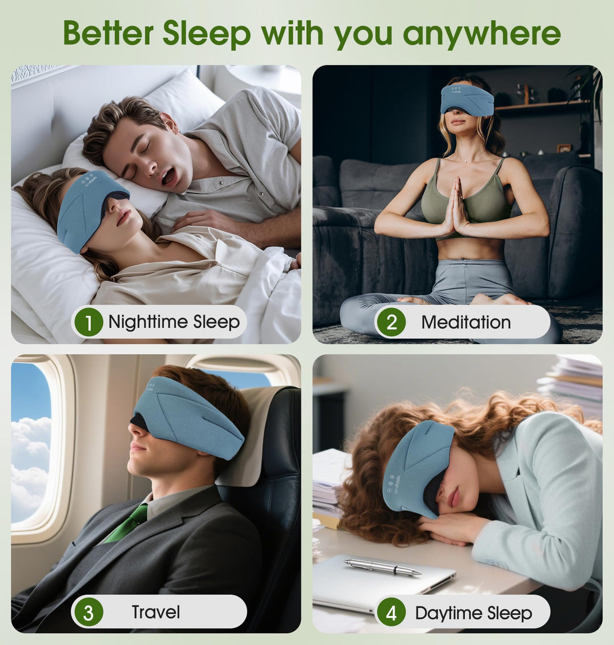 Soft Bamboo Cotton Bluetooth Sleep Mask with Headphones V596