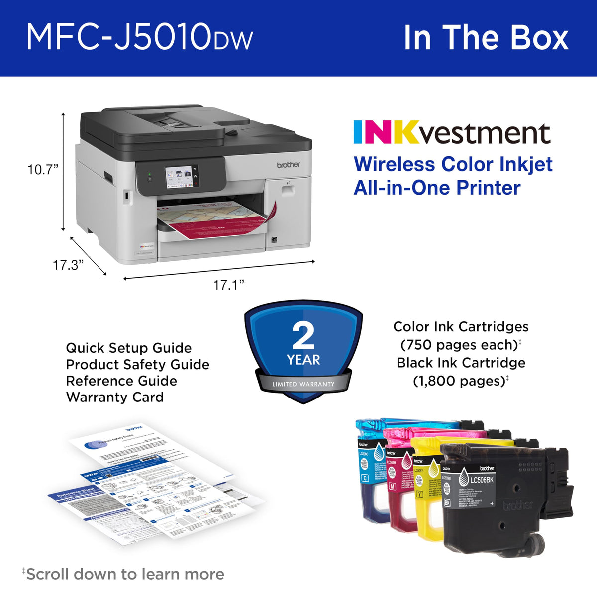 Wireless Color Inkjet All-in-One Printer with 2-Sided Copy & Scan D9381