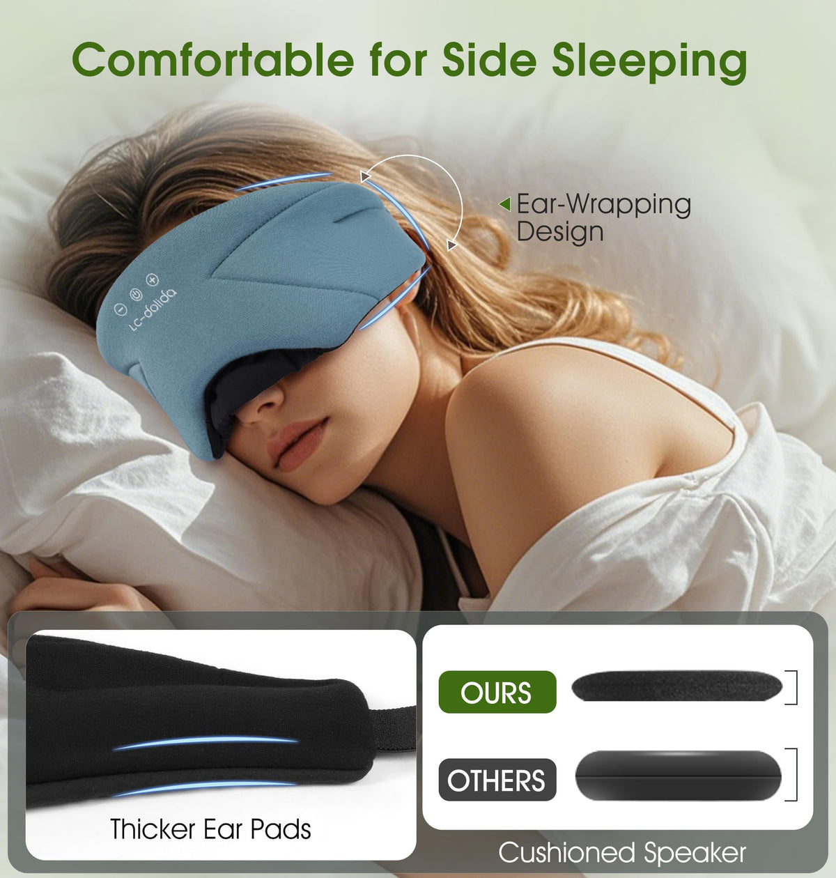 Soft Bamboo Cotton Bluetooth Sleep Mask with Headphones V596