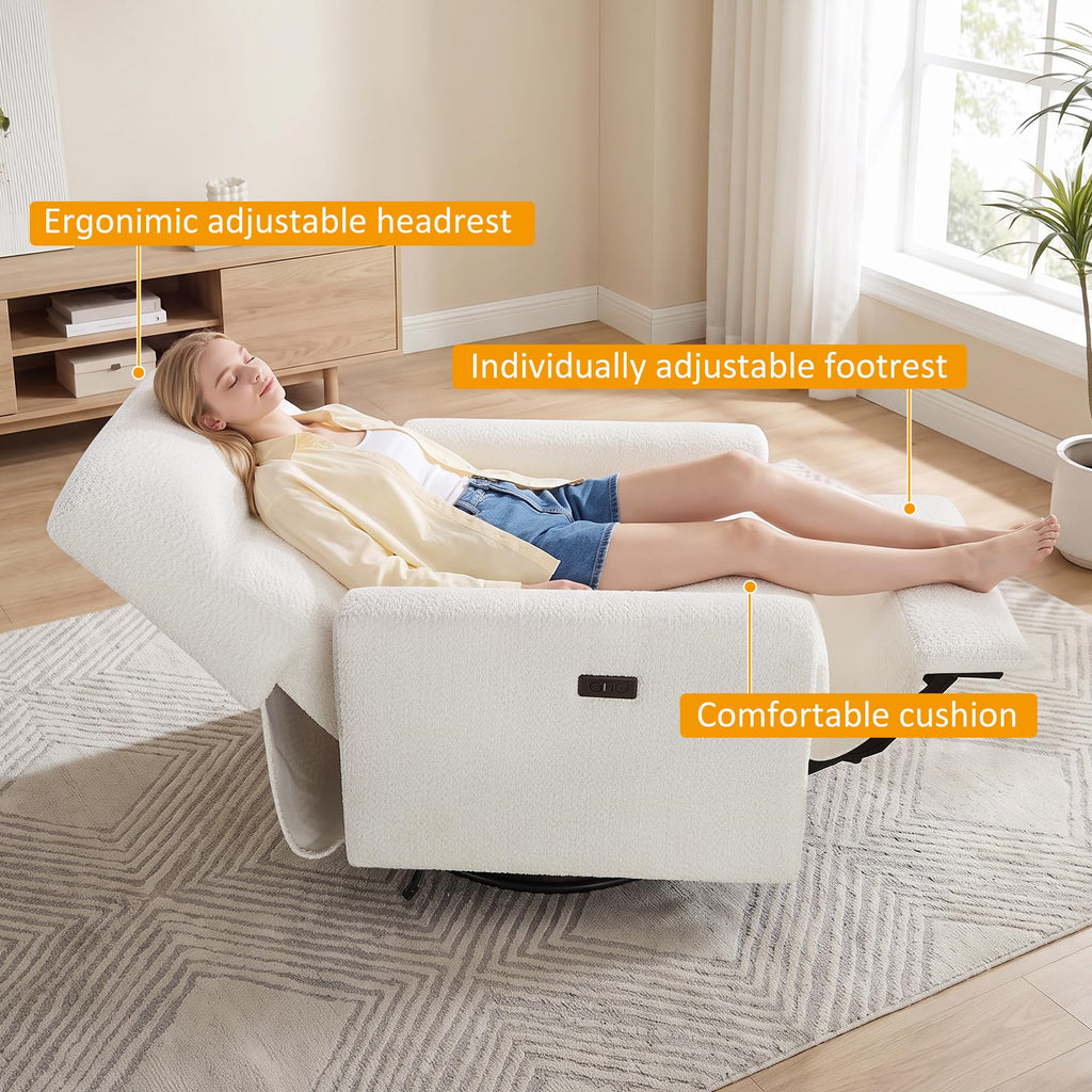 White Power Rocking Recliner Chair E693