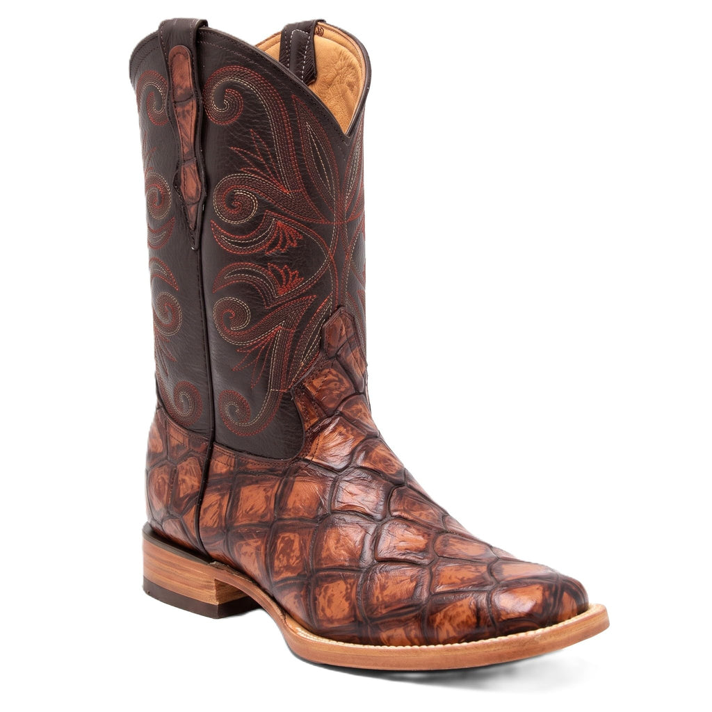Leather Pirarucu Fish Print Western Boots S839496