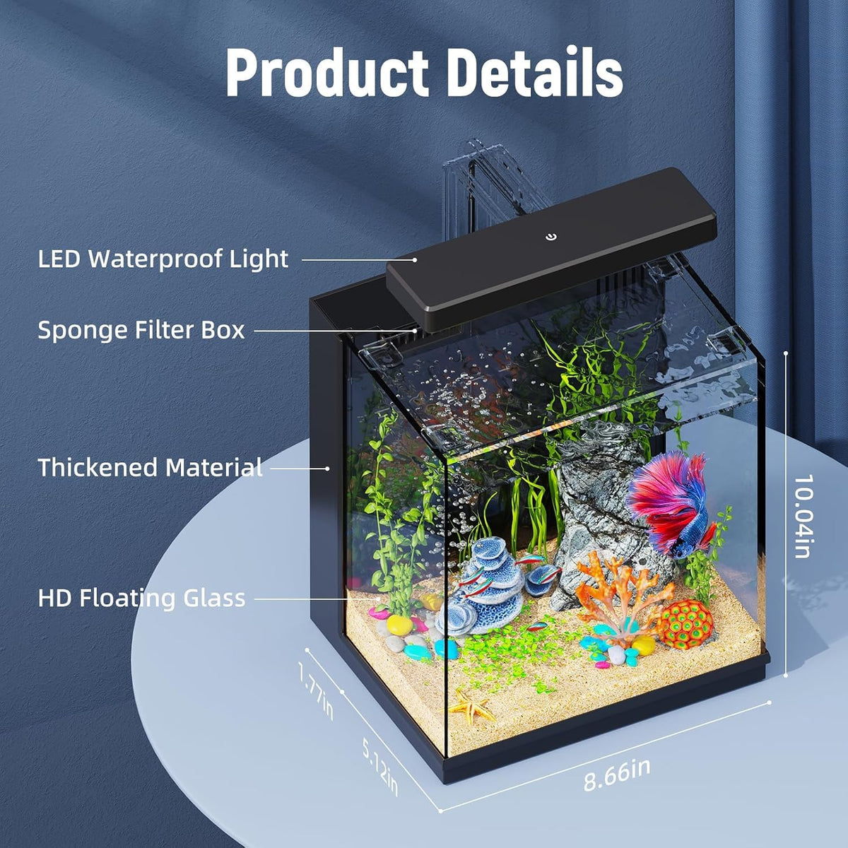 2 Gallon All-in-One Aquarium Kit with Filtration & LED Light Z9149