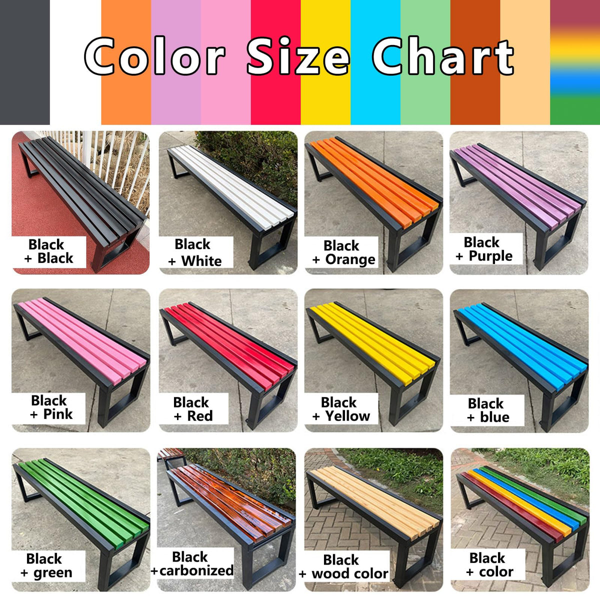 Weatherproof Metal Garden Bench Cast Iron Outdoor Seating J134424