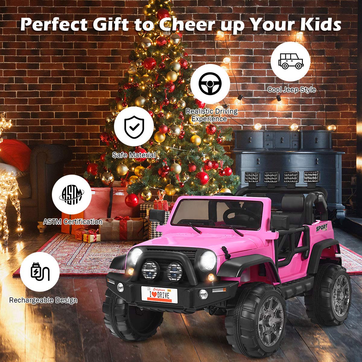 12V Battery Powered Ride on Truck with Remote Control, Pink L146