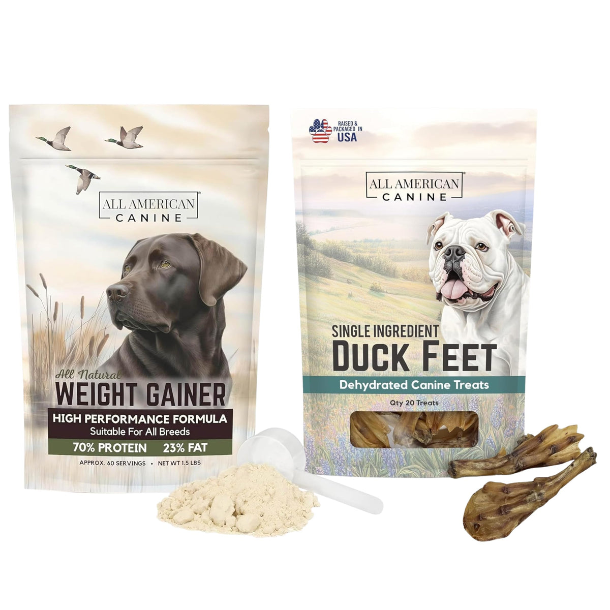 Dog Weight Gainer Powder & Duck Feet Bundle H55686