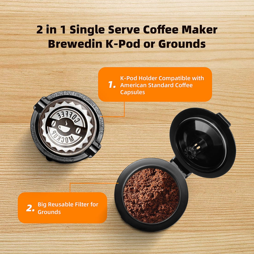 Single Serve Coffee Maker for K Cup and Grounds H8717
