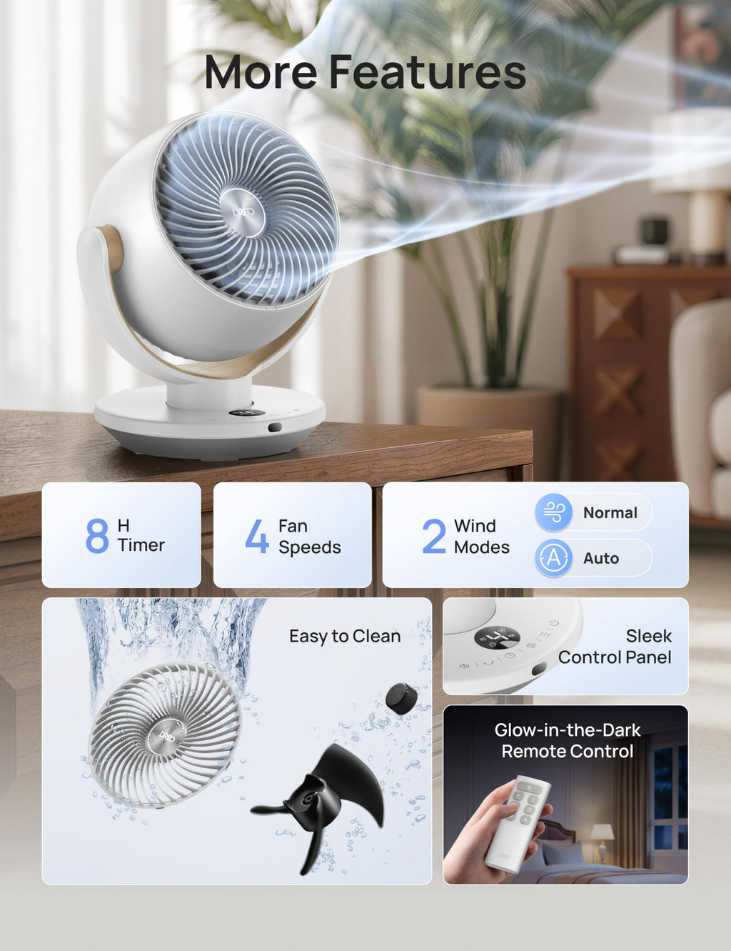 11 Inch Desk Air Circulator Fan with Remote K21298