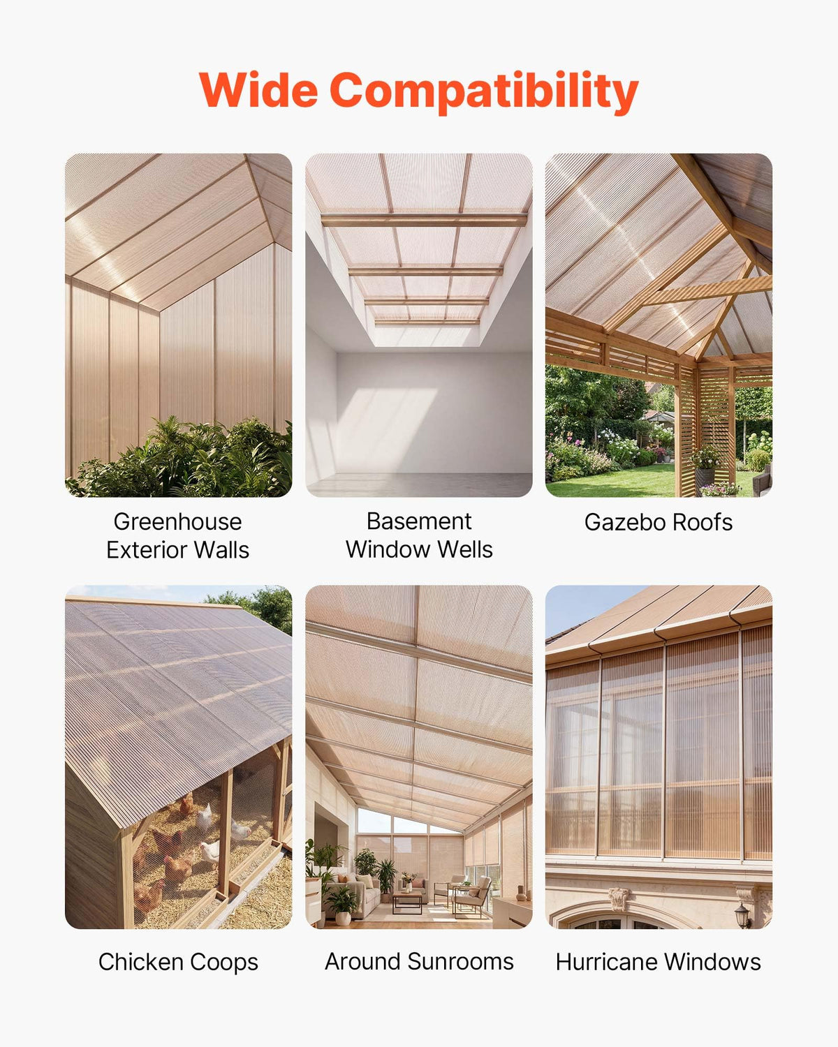 12Pcs Polycarbonate Roofing Panels Double Layer R5763