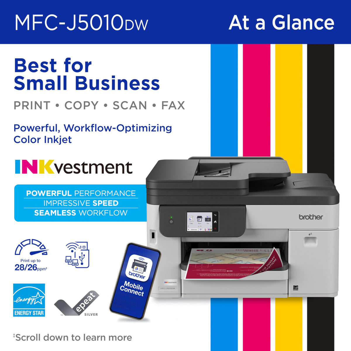 Wireless Color Inkjet All-in-One Printer with 2-Sided Copy & Scan D9381