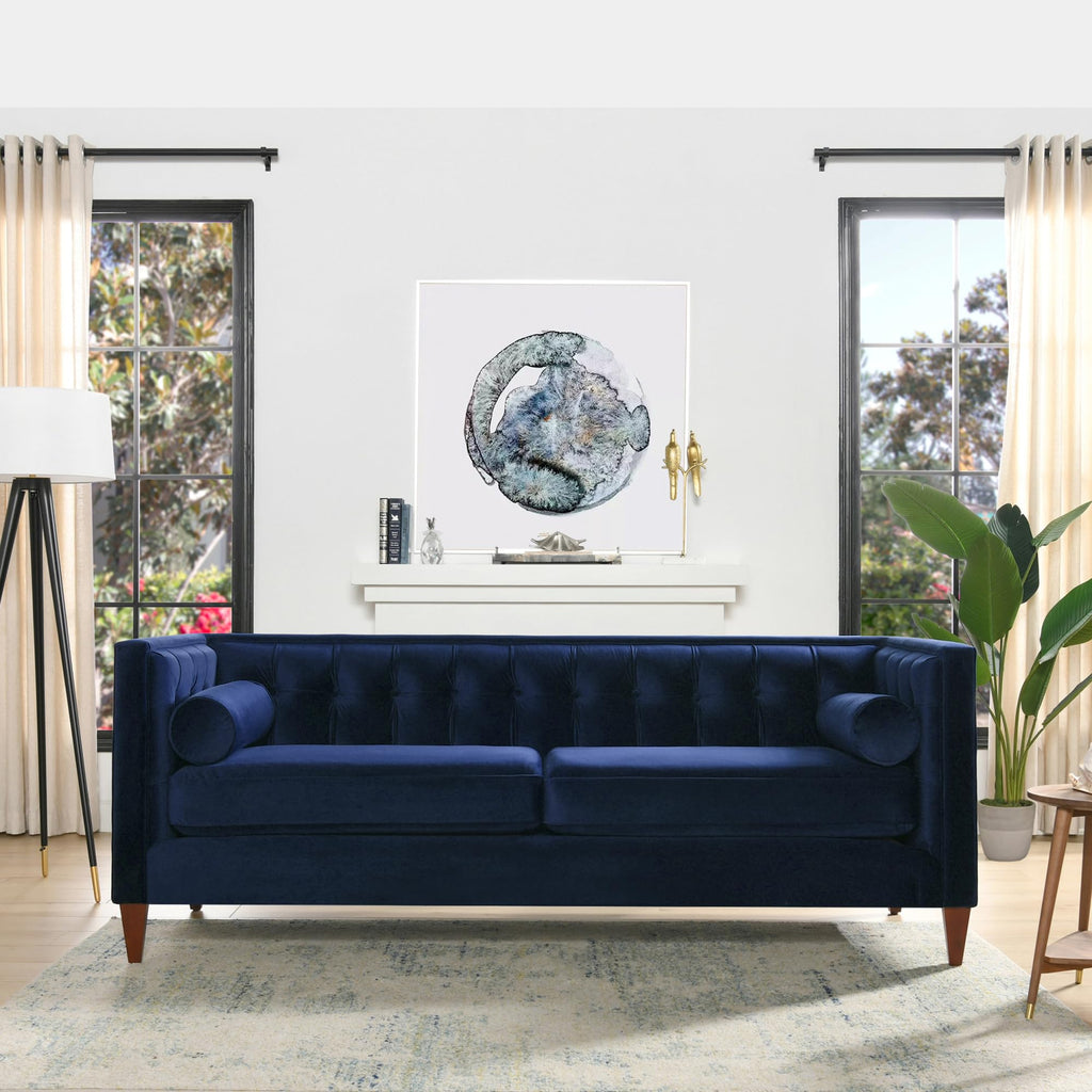 Navy Blue Velvet Tufted Sofa G113