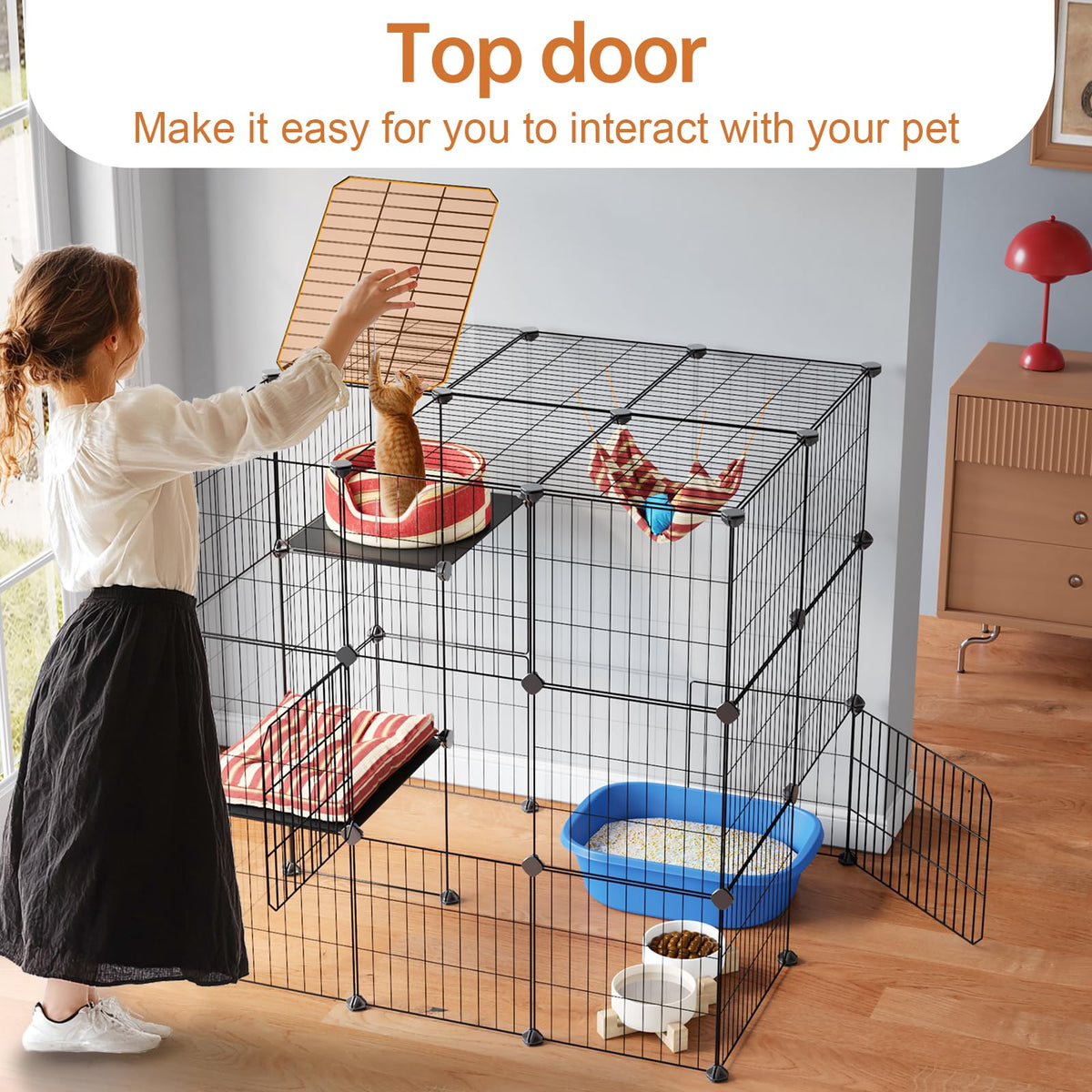 3-Tier Detachable Metal Wire Cat Cage Playpen W3928