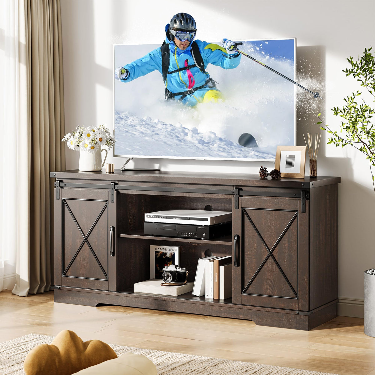 59" Brown Farmhouse TV Stand M3432