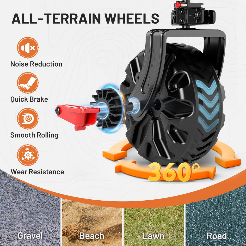 26" Extra Wide All Terrain Folding Wagon with Big Wheels, Cargo Net & Tailgate, 400lbs Heavy Duty Collapsible Cart, Black A135158