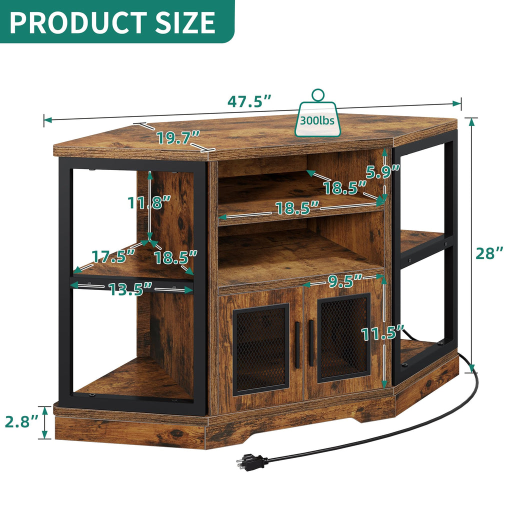 Corner Farmhouse TV Stand with Storage Cabinets L148196