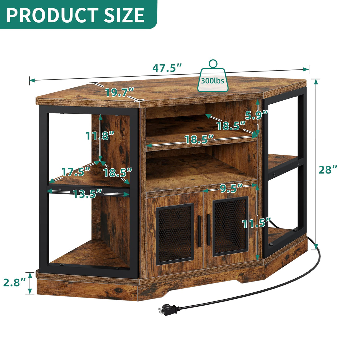 Corner Farmhouse TV Stand with Storage Cabinets L148196
