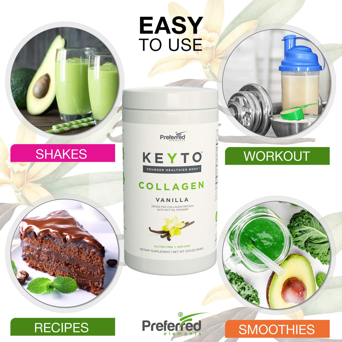 Keto Collagen Protein with MCT Oil Powder Vanilla E18549