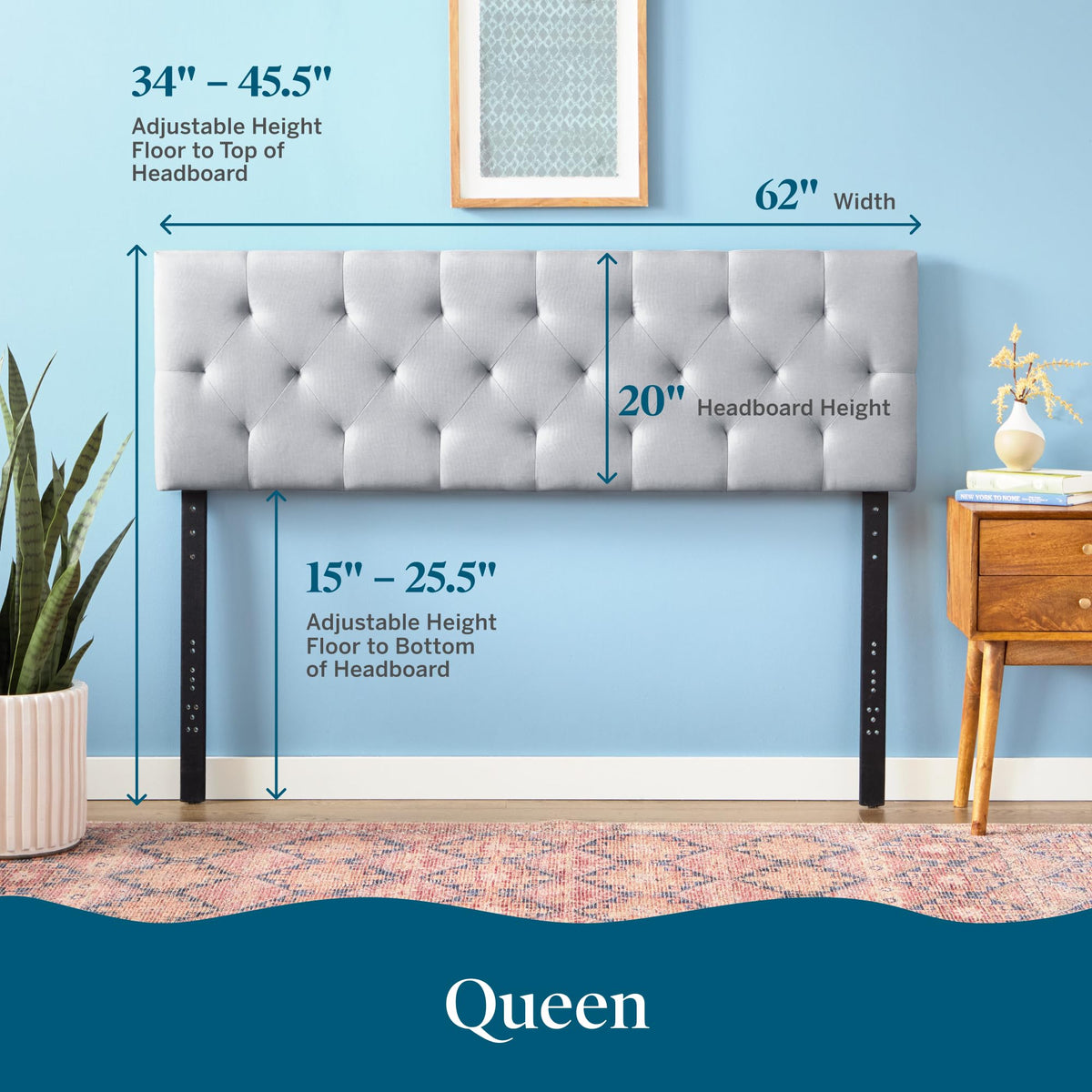 Stone Queen Size Upholstered Headboard Q461087