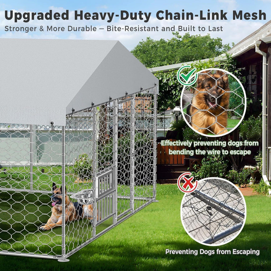 10x15FT Galvanized Outdoor Dog Kennel Q89686