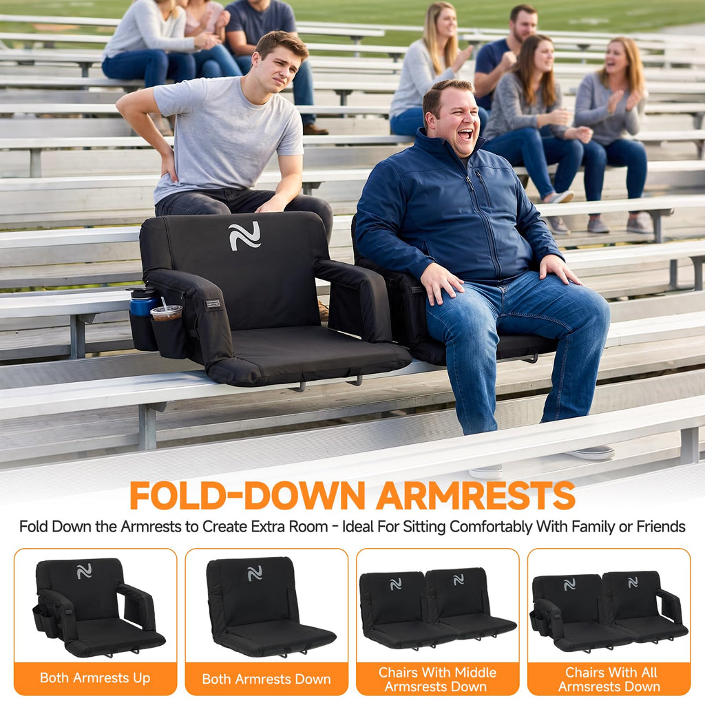 Wide Heated Stadium Seat with Back Support & Cushion Q8975