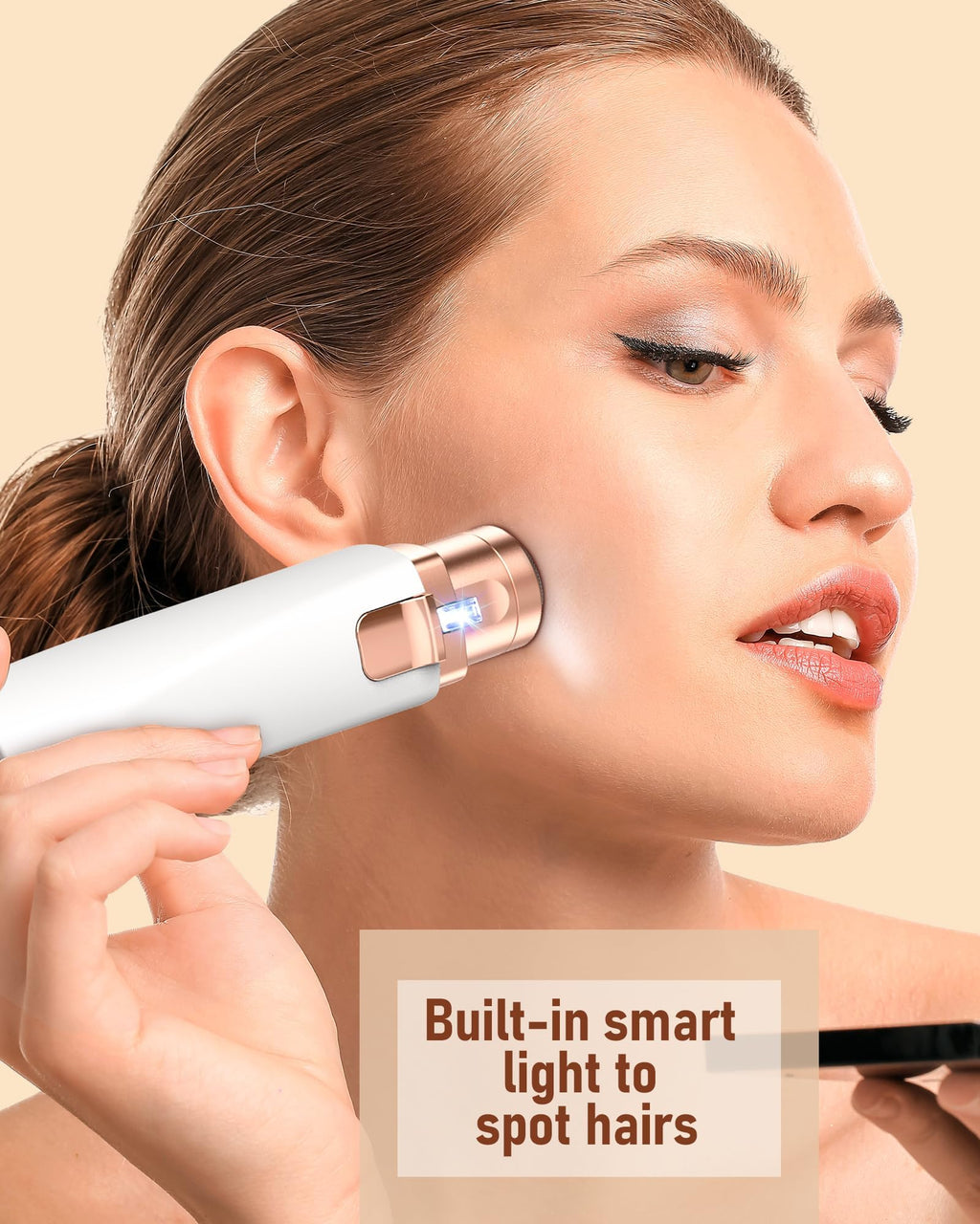 2 in 1 Rechargeable Eyebrow Trimmer Facial Hair Remover with LED Light E5807