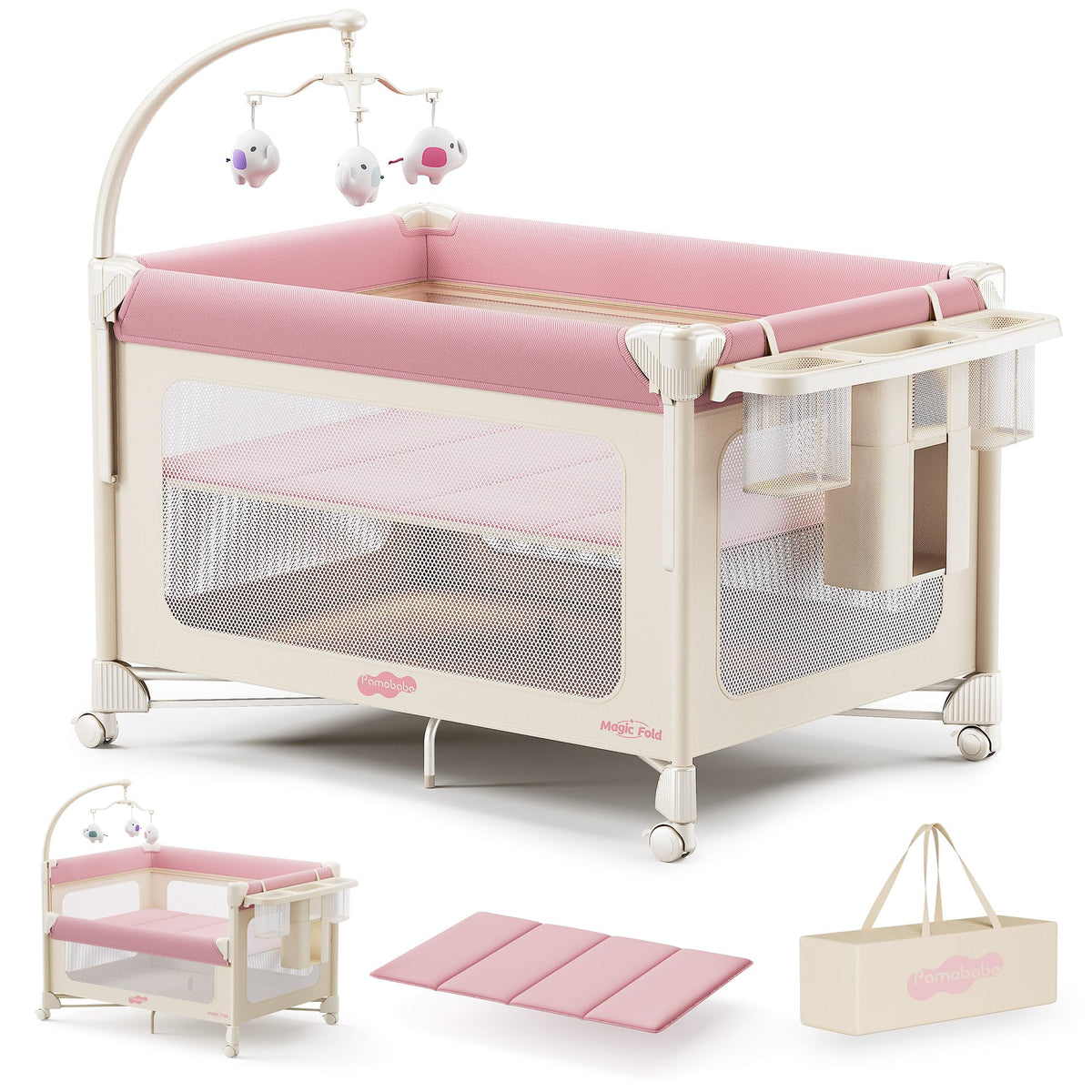 5 in 1 Pack and Play Bedside Crib Playard with Mattress Y53421
