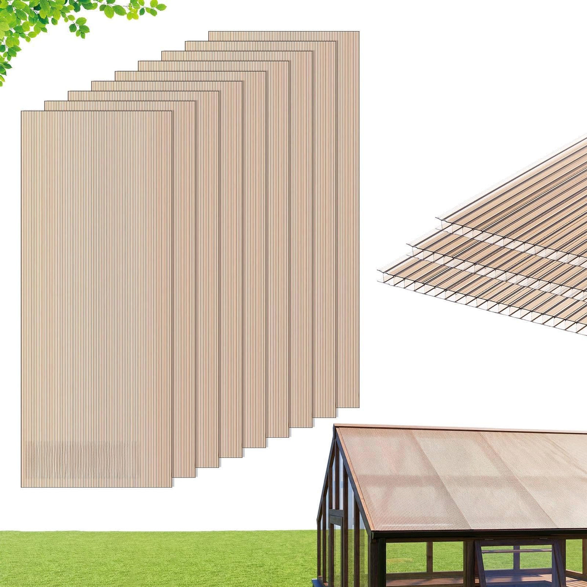 12Pcs Polycarbonate Roofing Panels Double Layer R5763