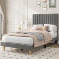Twin Velvet Upholstered Platform Bed with Adjustable Headboard Y61057