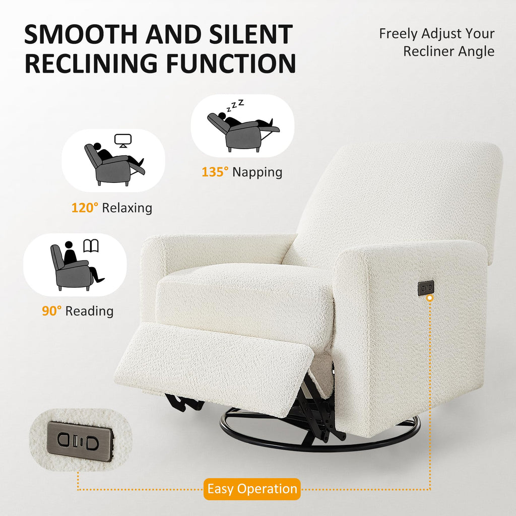 White Power Rocking Recliner Chair E693