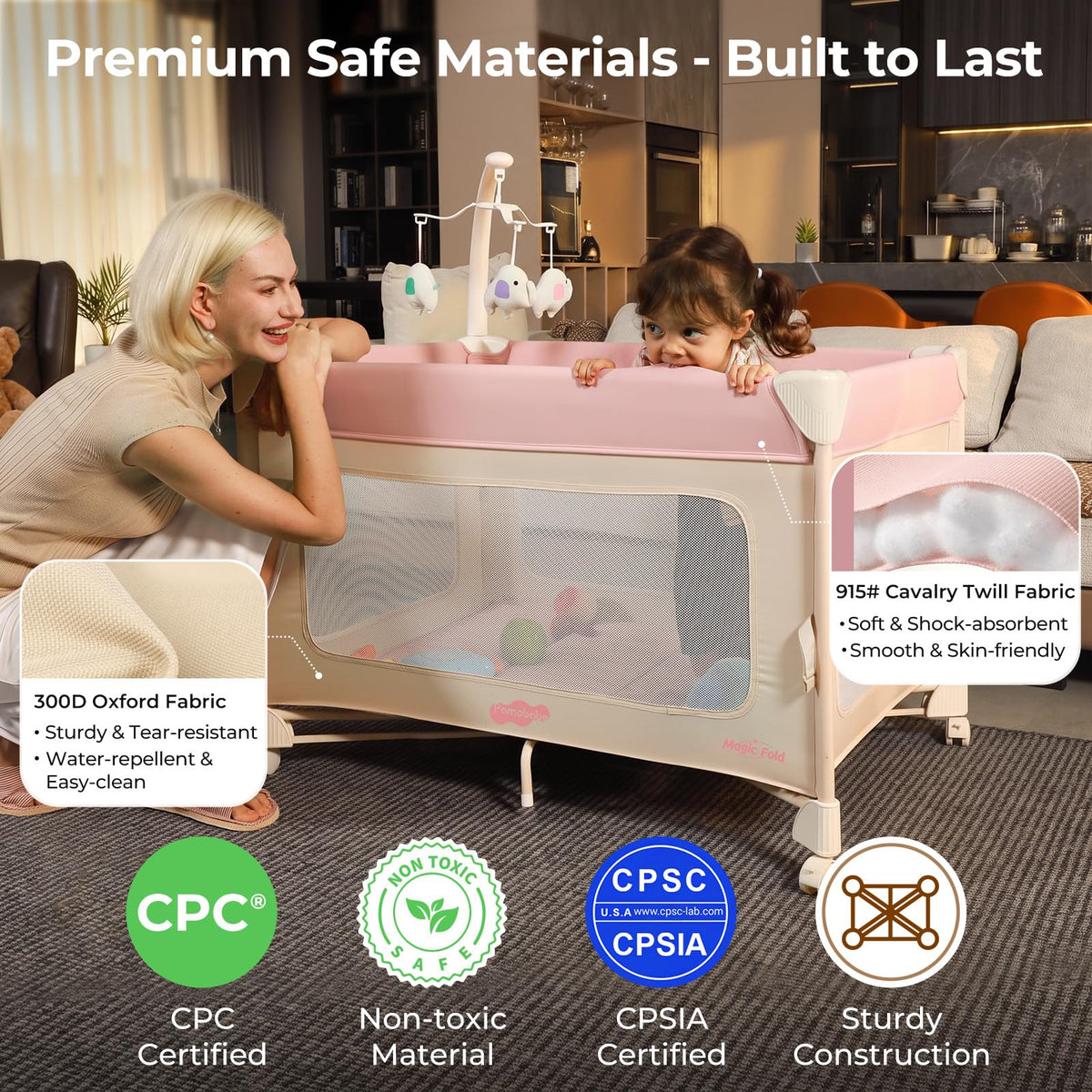 5 in 1 Pack and Play Bedside Crib Playard with Mattress Y53421
