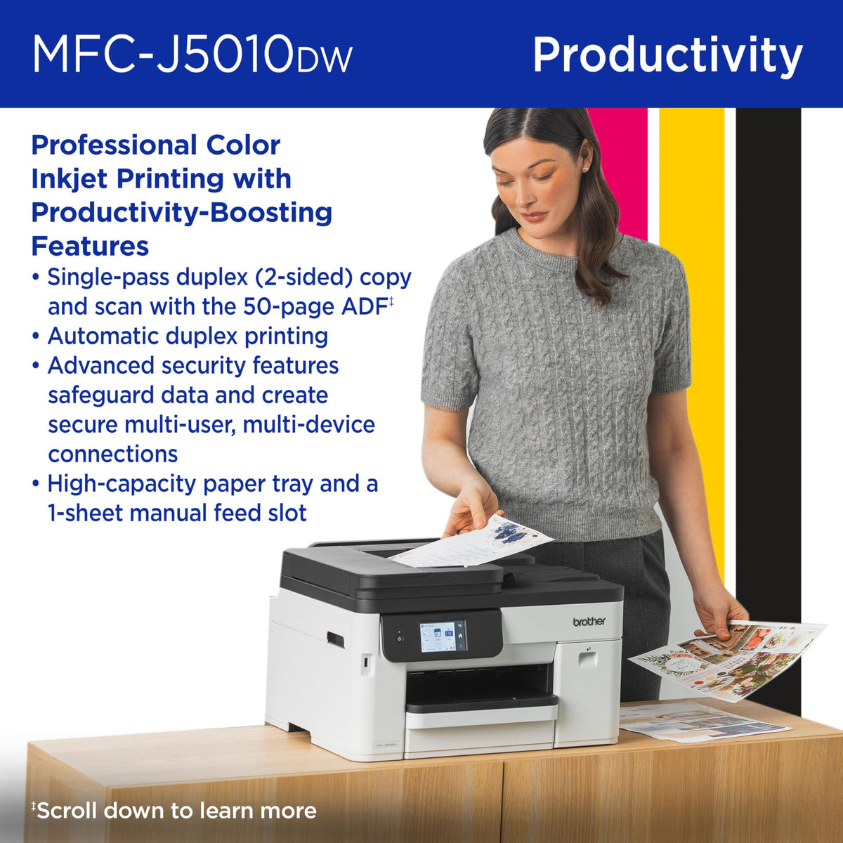 Wireless Color Inkjet All-in-One Printer with 2-Sided Copy & Scan D9381