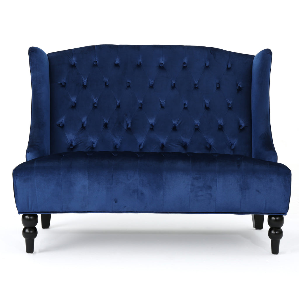 Navy Blue Velvet Tufted Loveseat G827437