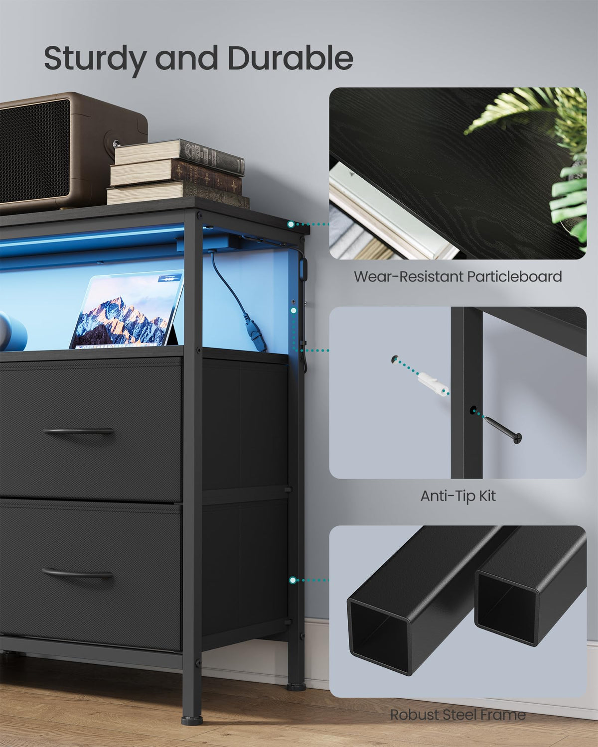 Wide Dresser with 6 Drawers & Open Shelf C80993