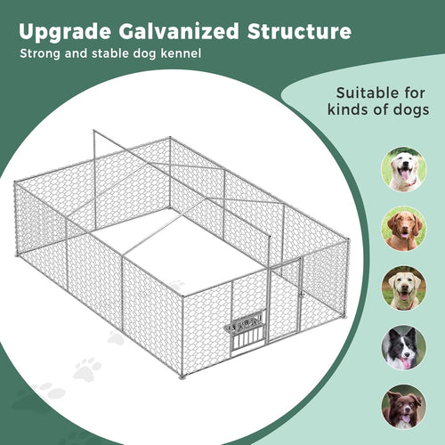 10x15FT Galvanized Outdoor Dog Kennel Q89686