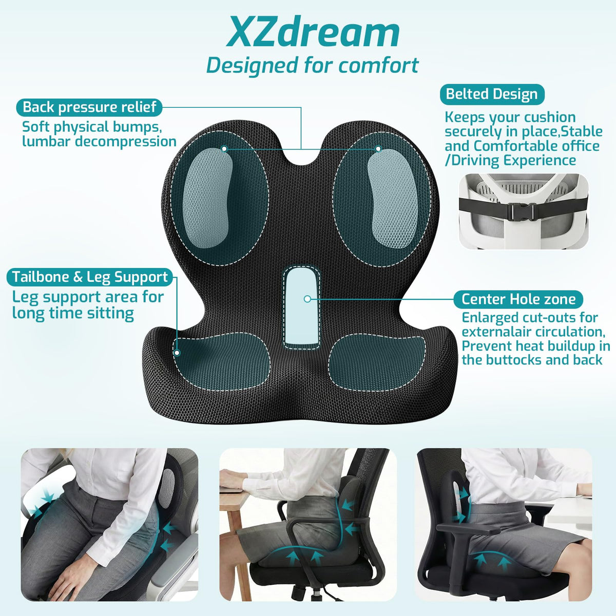 Ergonomic Seat Cushion & Lumbar Support Pillow J40330