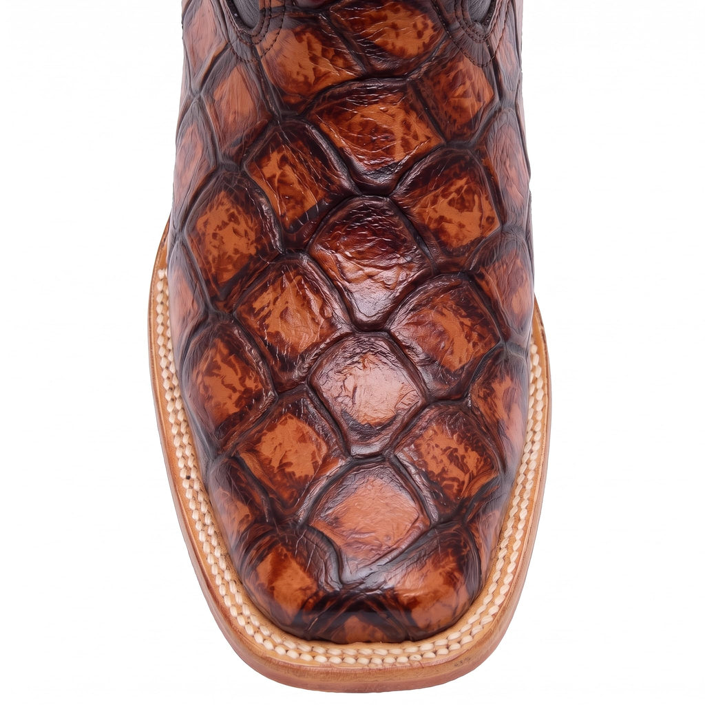 Leather Pirarucu Fish Print Western Boots S839496
