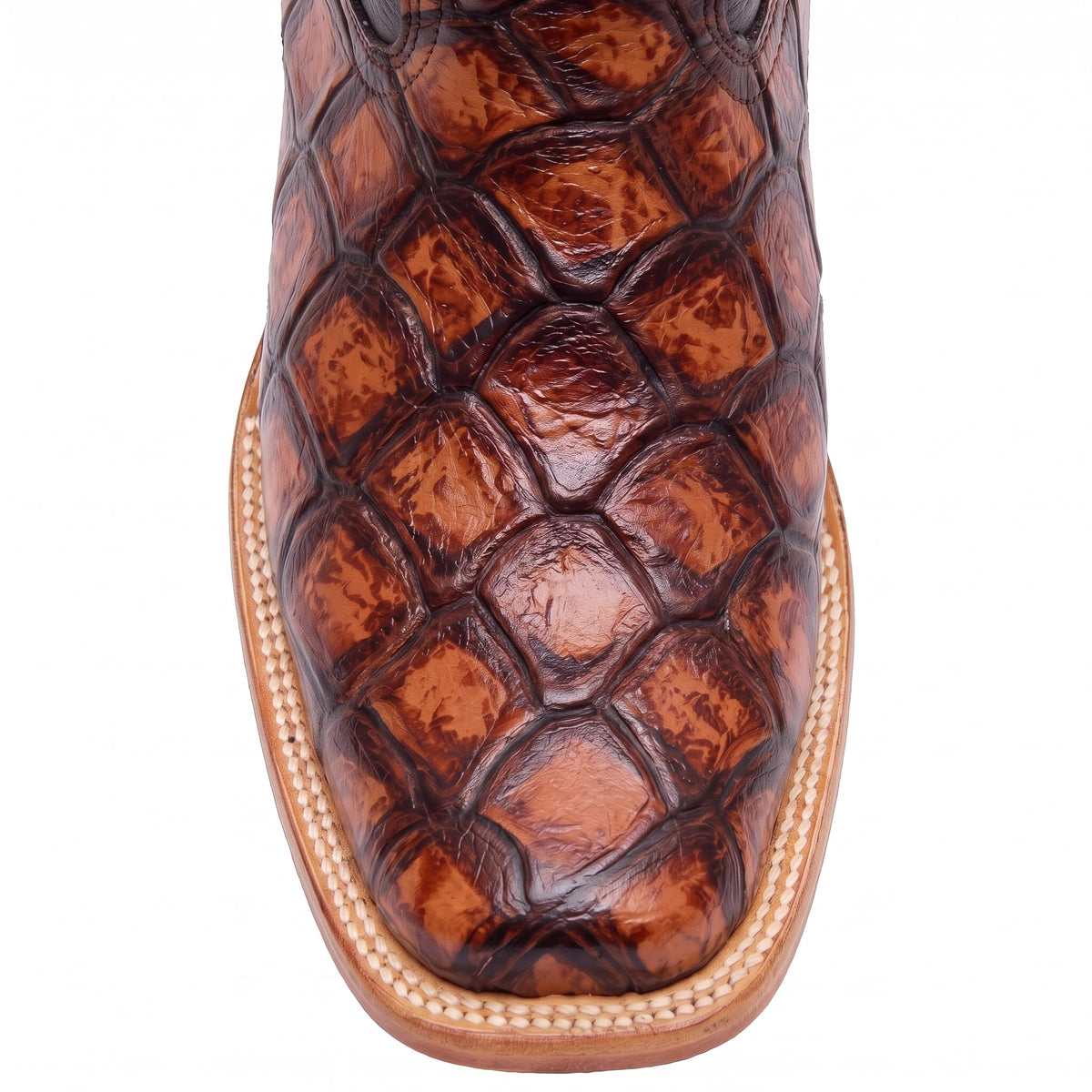 Leather Pirarucu Fish Print Western Boots S839496
