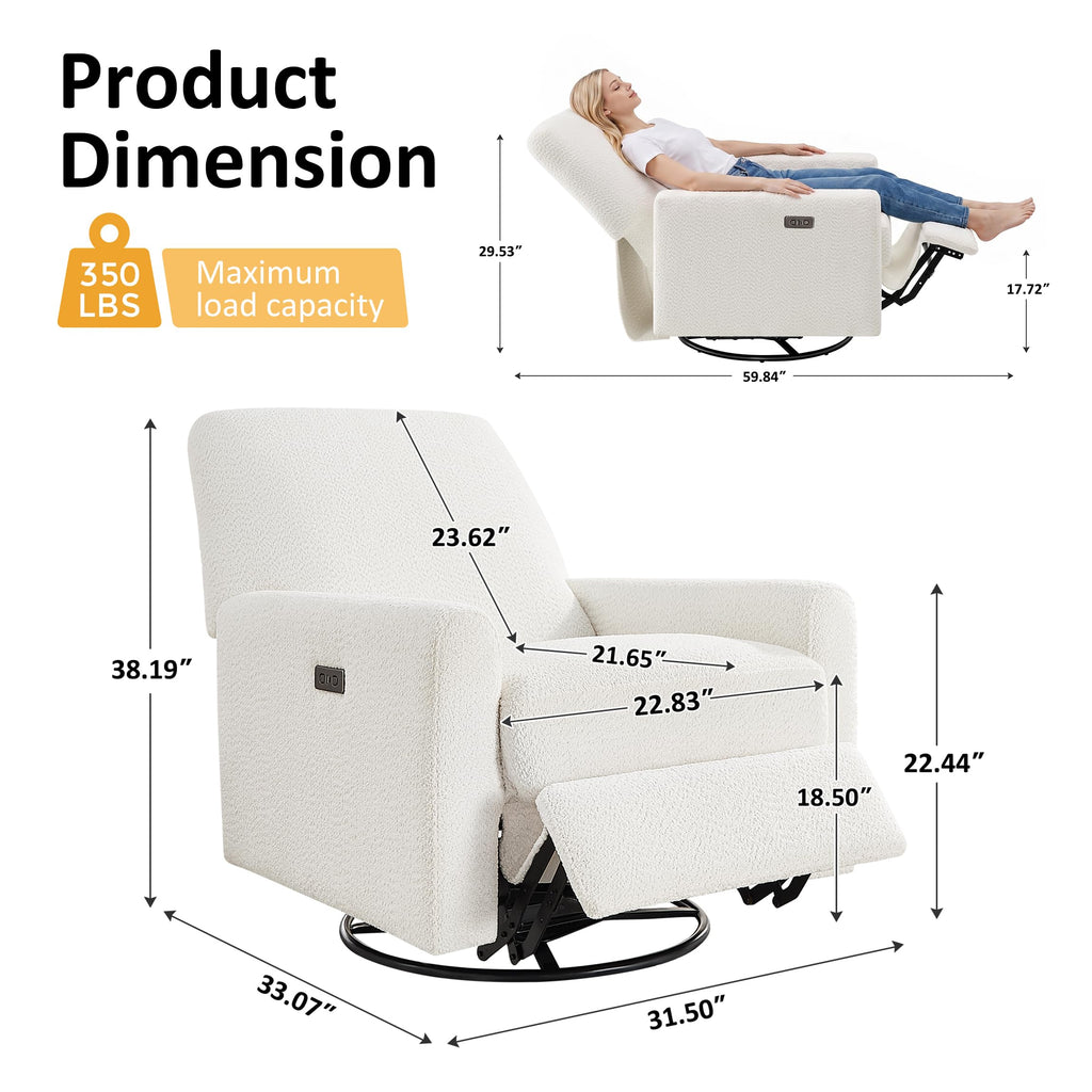 White Power Rocking Recliner Chair E693