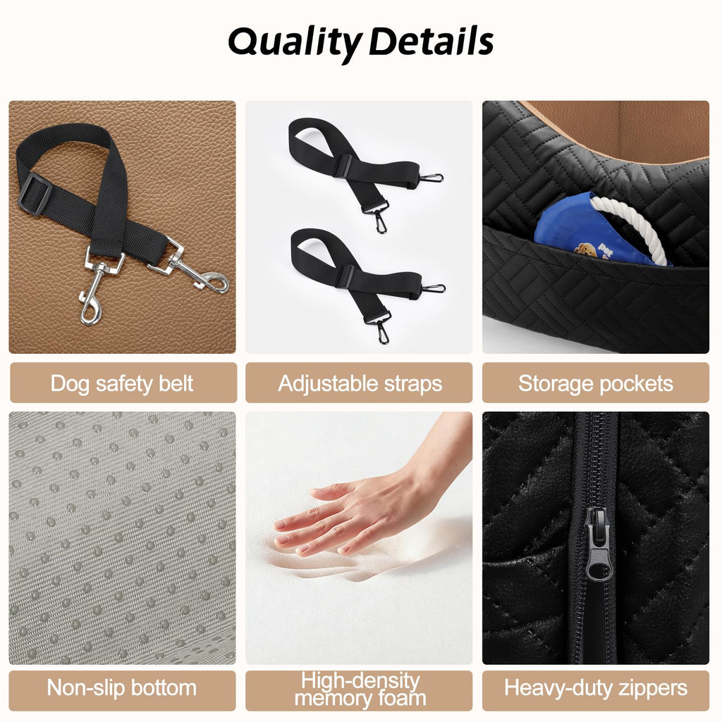 Waterproof PU Leather Dog Car Seat with Safety Belt M3794