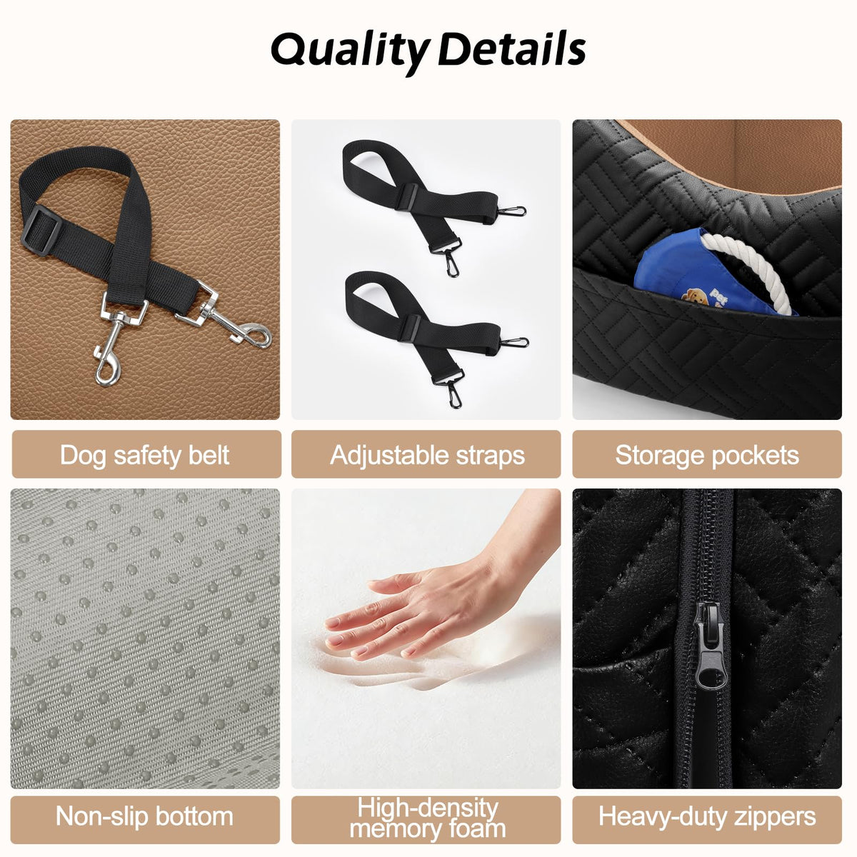 Waterproof PU Leather Dog Car Seat with Safety Belt M3794